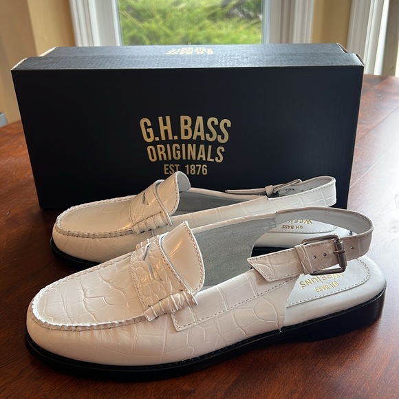 G.H. BASS ORIGINALS WOMENS WHITNEY CROC SLING BACK WEEJUNS SIZE 9.5 NEW - Picture 11 of 12